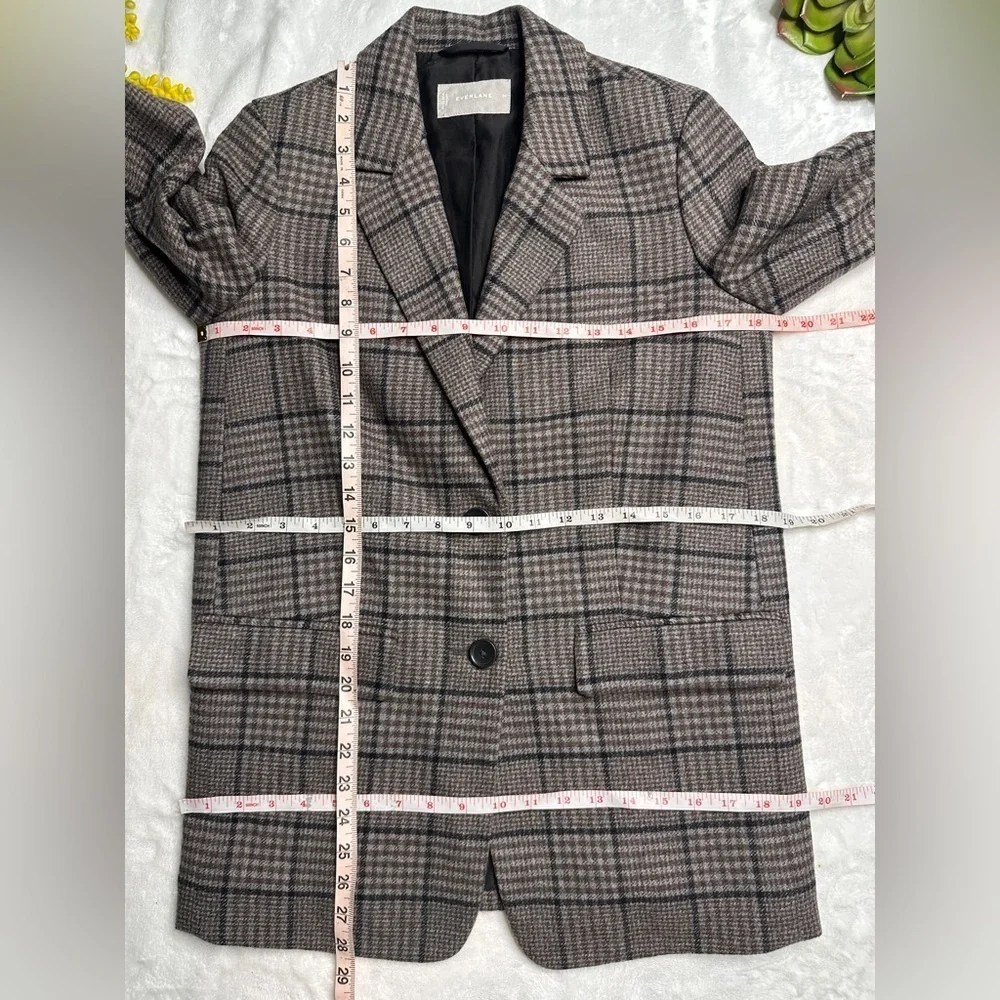 Everlane the Italian Wool Oversized Blazer Jacket in Glen Plaid Womens Size 00